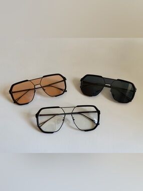 Unbranded Women’s Geometric Aviator Sunglasses - Black Frame, Assorted Lenses